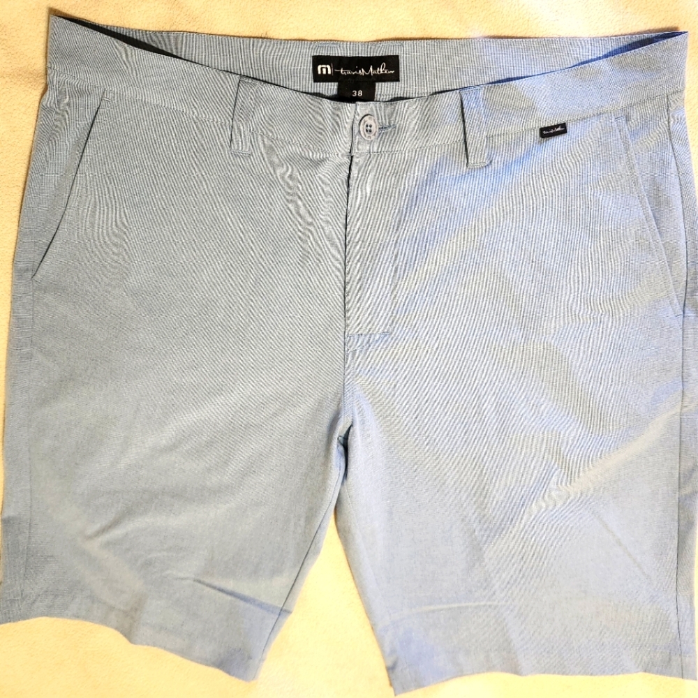 Travis Mathew Shorts Mens Sz 38 Blue Golf Flat Front